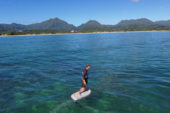 #1 eFoil 2 hr group + 2 hr wing foil or windsurf or kayak lesson - Learning to Foil with the Innovative eFoil Option