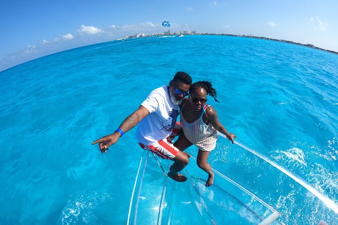 1-hour Clear Boat Tour in Nichupte Lagoon from Cancun - Relaxing on the White Sandbanks at the End of the Tour