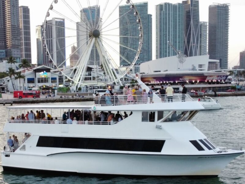 100ft 200 passenger 3 story mega yacht w open bar at Bayside - Who Will Appreciate This Miami Yacht Party