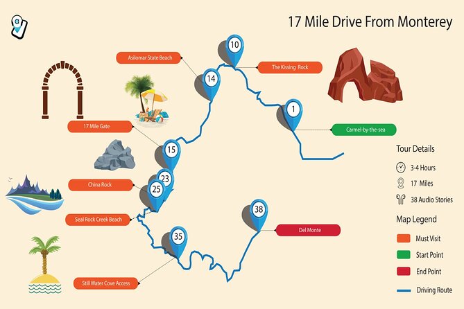 17-Mile Drive Self-Guided Audio Tour from Monterey & Carmel - Scenic Stops at Spanish Bay and Point Joe
