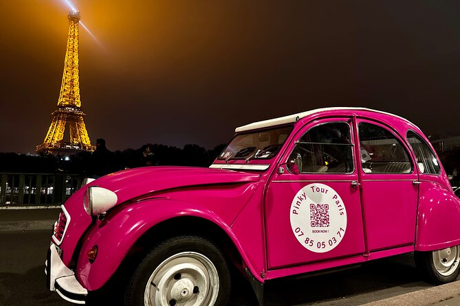 3H Champagne Tour Through Paris by Night in a Pink Citroën 2CV - Discover the Charm of Paris in a Pink Citroën 2CV with Champagne