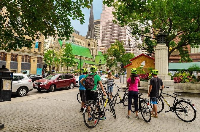 3Hr Montreal Architecture Bike Tour with regular or E-bikes Beer & wine included - Pacing and Group Size