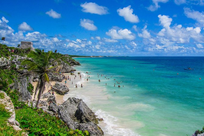4x1: Coba, Cenote, Tulum and Playa del Carmen Tour from Cancun - Swimming in Cenote Kuxtal