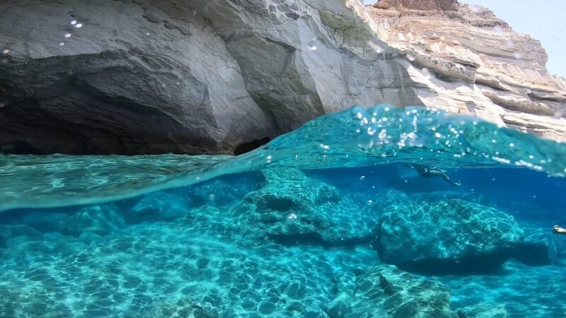 Adamantas: Full-Day Milos & Poliegos Boat Tour with Meals - Enjoying the Water at Sarakiniko and Gerakas Beaches