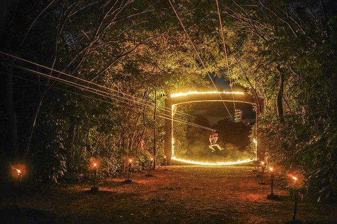 Adrenaline Xplor Fuego Tour Test your Endurance only from Cancun - The Nighttime Cenote Hammock Slide