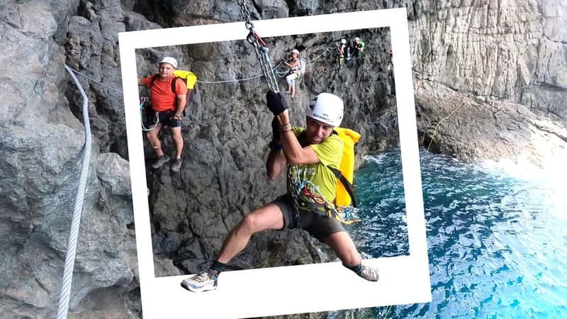 Agaete: Gran Canaria Coasteering. Marine Ferrata and Zipline - Abseiling Down the Coastal Cliffs Safely