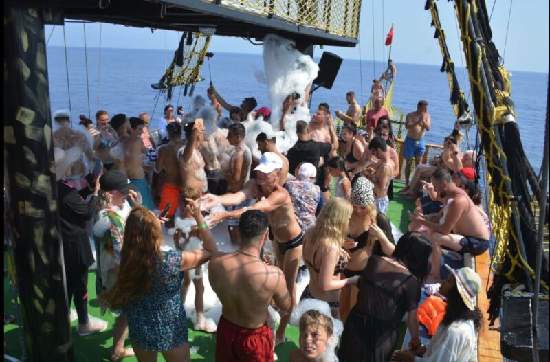 Alanya: Pirate Boat Tour w/ BBQ & Foam Party - Swimming and Cave Exploration Along the Coast
