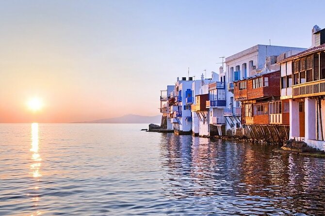 All incl. Rhenia & sunset from Little Venice (12 pax) free trans - Mykonos Sunset & Rhenia Island Tour Overview