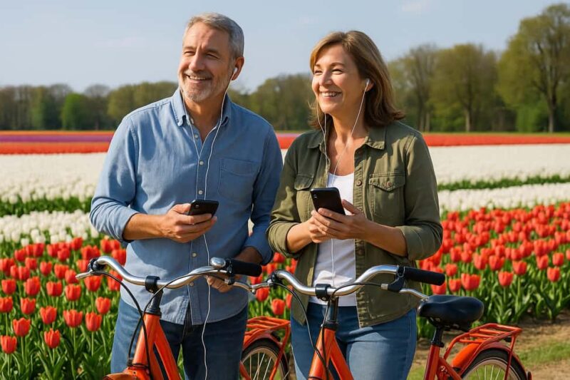 Amsterdam: 3 hr Tulip Fields Bike Tour near Keukenhof + Bus - The Largest Garden Center Visit for Plant Lovers