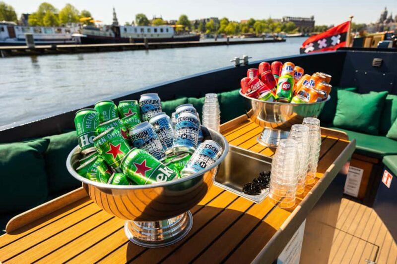 Amsterdam: Guided Open Boat Cruise Unlimited Drinks Option - Key Points