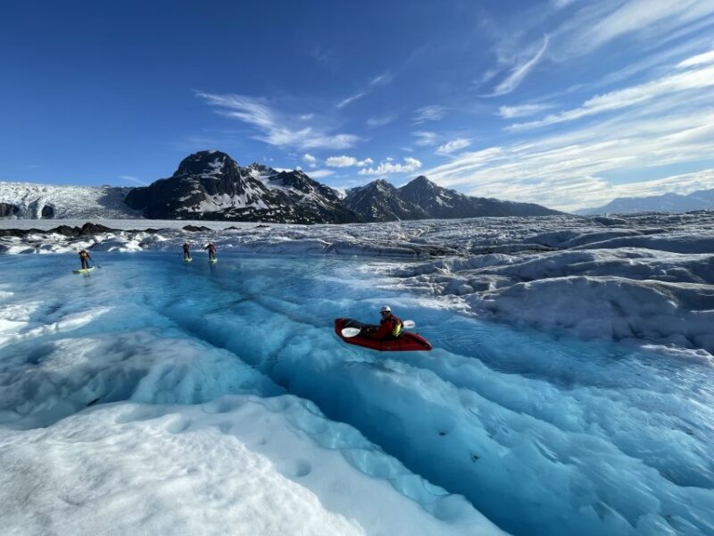 Anchorage: Knik Glacier Helicopter and Paddleboarding Tour - Paddleboarding in the Calm Glacier Waters