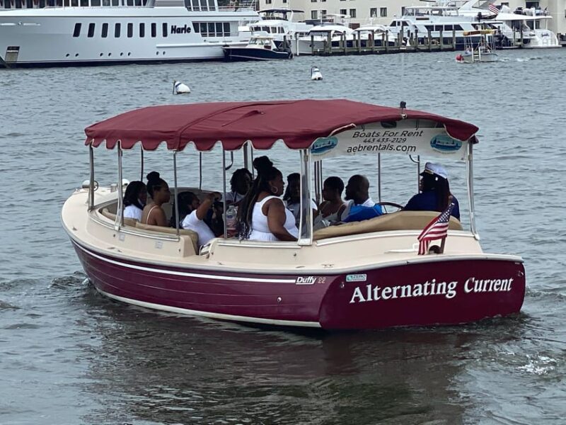 Annapolis: Electric Boat Rental - Duffy Sun Cruiser - 10ppl - Key Points