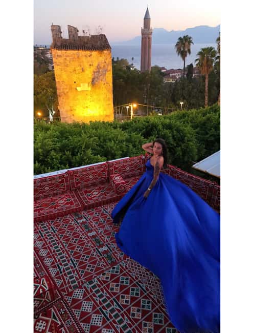 Antalya: Rooftop Photoshoot with Flying Dresses - The Traditional Turkish Headscarf Tying Experience
