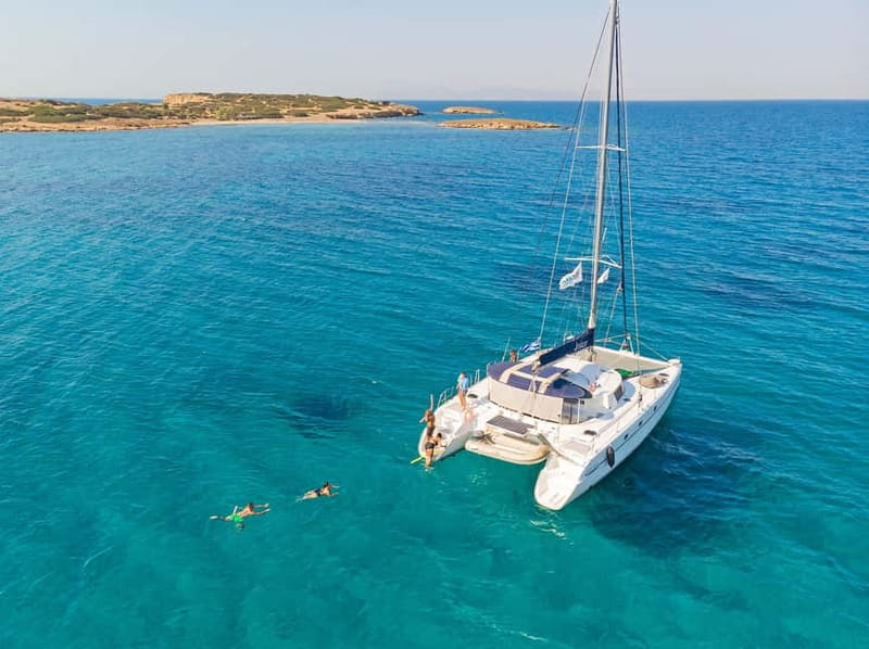 Athens Full-day catamaran cruise with meal & drinks - Swimming and Snorkeling in Secluded Covess
