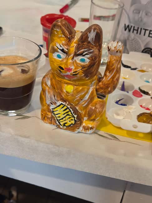 Athens: Paint Your Own Maneki Neko at Cat Cafe - All Materials and Guidance Are Provided