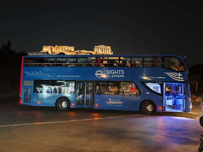 Athens panoramic tour by night with open double decker bus - Key Points