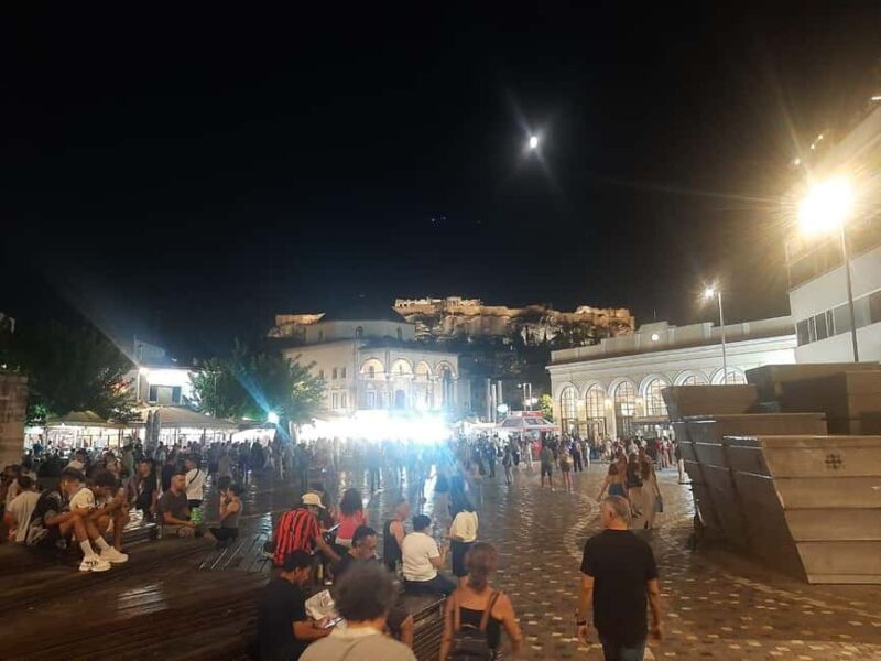 Athens panoramic tour by night with open double decker bus - Illuminated Landmarks: The Acropolis and Parthenon