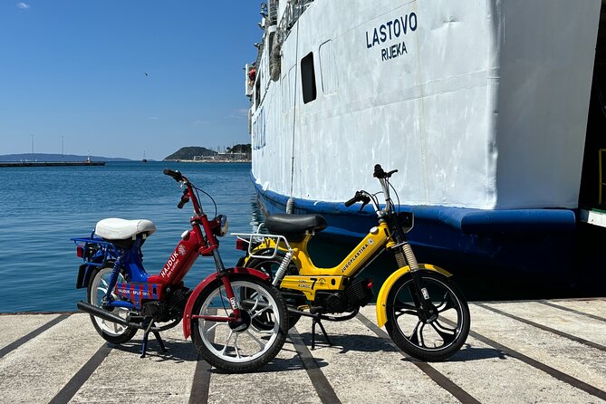 Back to the 80s Unique Vintage Tomos Moped Tour Split - The Vibrant Banje Beach and Local Coffee Break