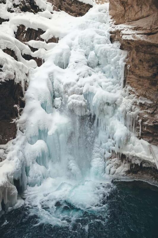 Banff/Canmore: Johnston Canyon Frozen Falls - Cozy Finish with Warm Drinks