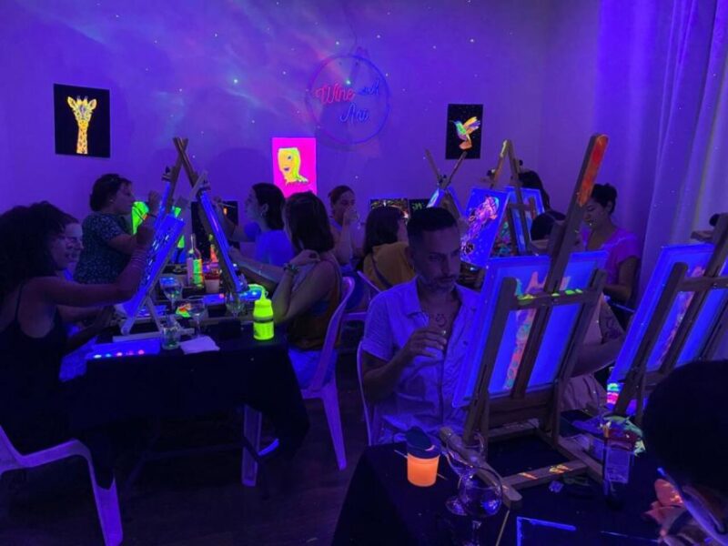 Barcelona: Fluorescent Paint and Wine Workshop - The Art Supplies and Fluorescent Paints