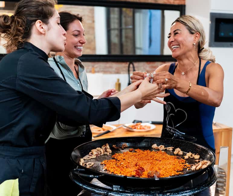 Barcelona Paella Class, Boqueria Tour, Mother-Daughter Chefs - Welcome at the Studio & Creating Spanish Tapas and Sangria