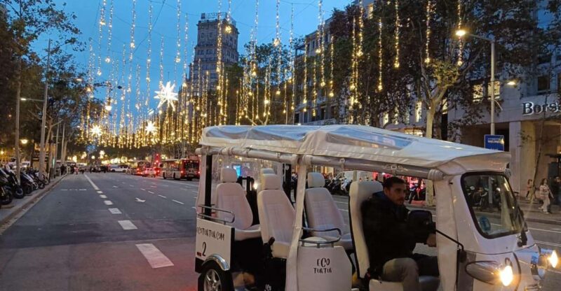 Barcelona: Private Christmas Lights Tour by Eco Tuk Tuk - From the Starting Point at C. de Ribes to Passeig de Sant Joan