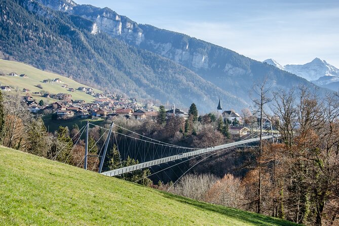 Beatus Caves, Panoramic Bridge, Nature Park Blue Lake and Lake Thun Cruise - Crossing the Sigriswil Panoramic Suspension Bridge