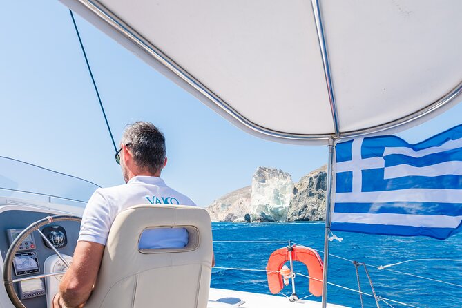 Best of Santorini Private Half-Day Catamaran Cruise with transfer and meal - Dining with Caldera Views at Sea