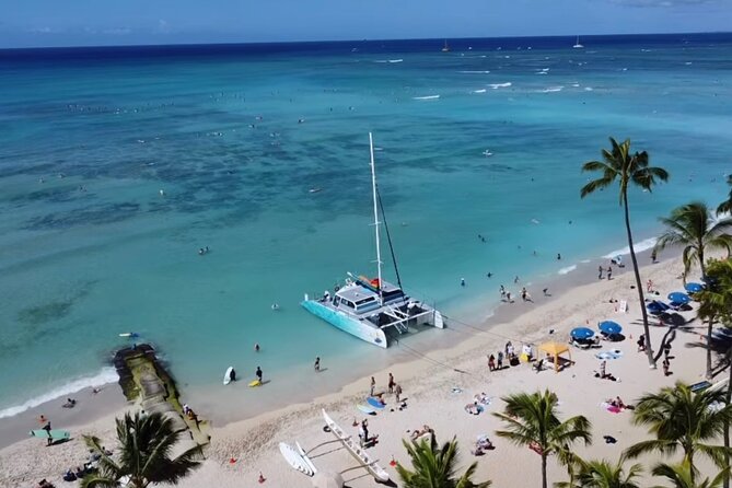Board from Waikiki Beach for a scenic Sunset Sail on the Hwea - Key Points