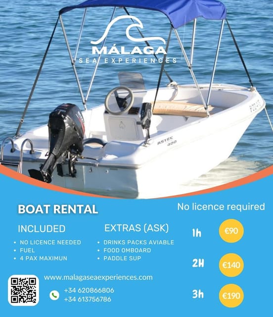 Boat rental without a license in Malaga city for 1-6 people. - Malaga’s Only License-Free Boat Rental Near the City Center