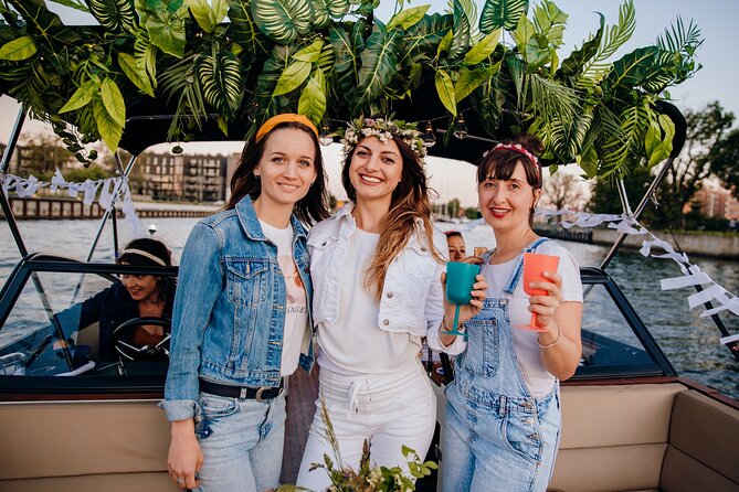 Boat Tour in Gdask  Explore the Historic Motawa River - The Baby Blue Katamaran: An Intimate and Comfortable Vessel