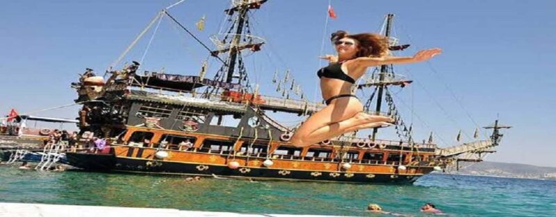 Bodrum, Gumbet Pirate Boat Trip With Lunch - The Boat Experience: Sunbathing, Swimming, and Snorkeling