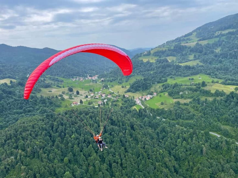 Bovec: Tandem Paragliding over Soa Valley - The Flight Path and Views of Soa Valley and the Julian Alps