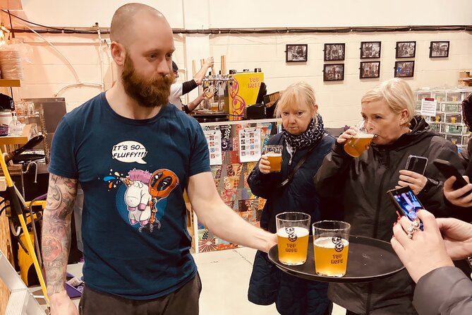 Brewery bus tour, 4 breweries, 12 beers, 1 pizza, 1 bus - Liverpool Brewery Bus Tour: An Authentic Craft Beer Experience for $96