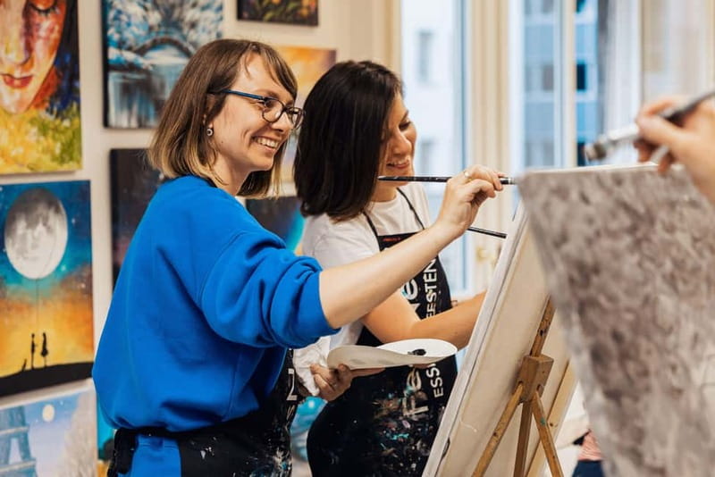 Budapest: Paint and sip experience - Wine, Coffee, and a Relaxed Atmosphere