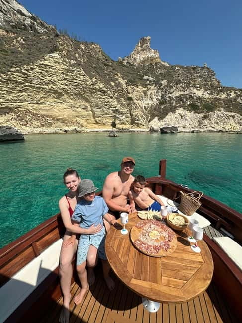 Cagliari:Excursion Hidden Beaches- Aperitif- 3Swimming stops - Discover Cagliari’s Hidden Coastline on a Traditional Wooden Gozzo