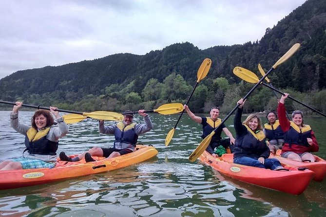 Canoeing at Furnas Lake - Scenic Canoeing Across Furnas Lake in the Azores