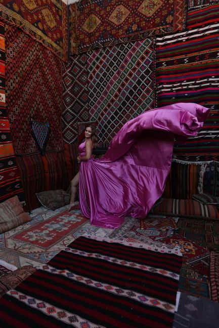 Cappadocia: Photo Shooting With Flying Dress & Carpet House - The Carpets and Traditional Decor as a Backdrop