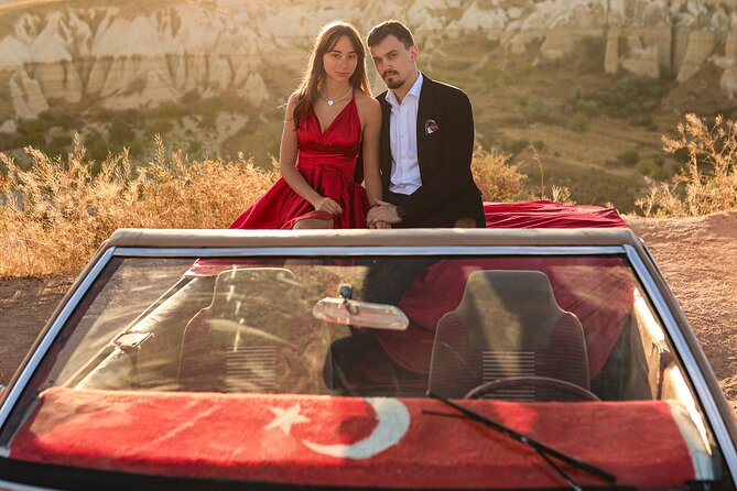 Cappadocia Private Photo Shoot with Flying Dress + Vintage Car - Suitable for Solo Travelers and Romantic Getaways