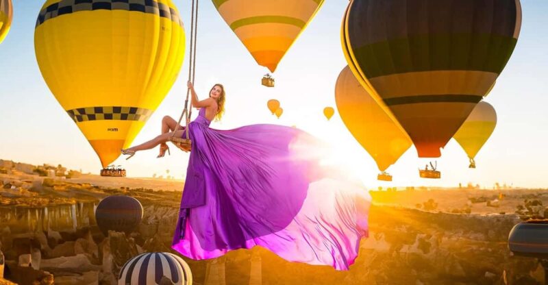 Cappadocia: Taking photo with Swing at hot air balloon view - The Experience of the Photographer and Support Team