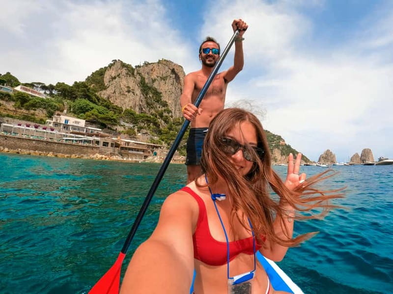 Capri: Caves and Beaches Paddle Board Tour. Photos included - Visiting the Little Blue Cave and Green Cave