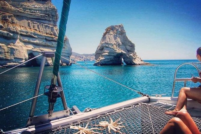 Catamaran Half Day Morning Cruise: Kleftiko - Discover Milos on a Half-Day Catamaran Cruise for $180