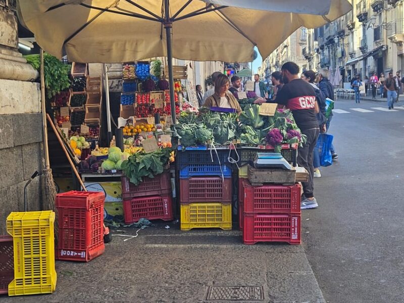 CATANIA MARKET & STREET FOOD departure from Taormina - Stop at a Historic Kiosk Near Castello Ursino