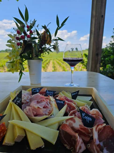 Château Petit Mangot's aperitif: charcuterie, cheeses, and wines - A Private Terrace with Panoramic Vineyard Views