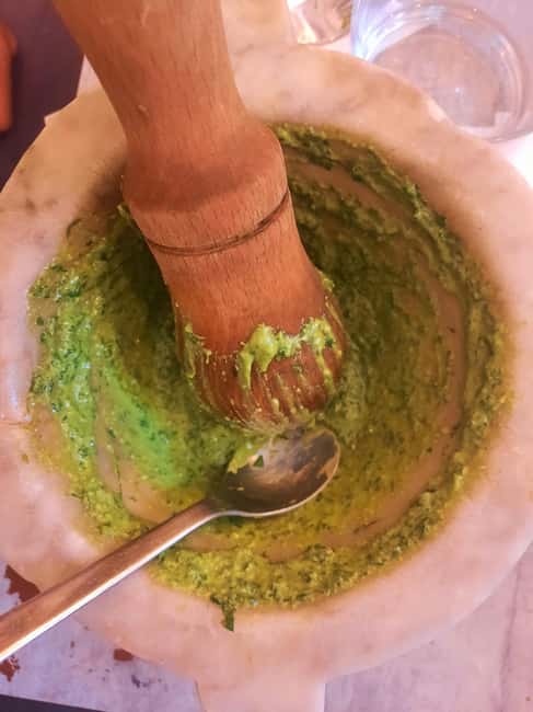 Cinque Terre: Pesto Making Class with Wine and Food Tasting - Making Authentic Ligurian Pesto by Hand