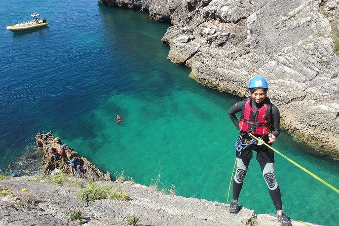 Coasteering in the Arrabida Natural Park (Lisbon region) - Safety Equipment and Support Boat Assistance