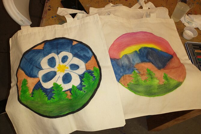 Colorado Inspired Inktense Painted Stocking or Tote Bag Class - What a Typical Session Looks Like