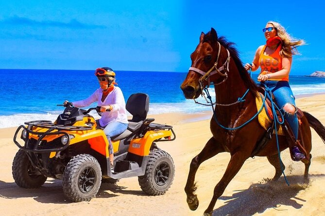 Combo Horseback Beach Ride & ATV Adventure. Tequila Tasting - Discover the Excitement of Cabo San Lucas with a Combo Horseback and ATV Tour for $116