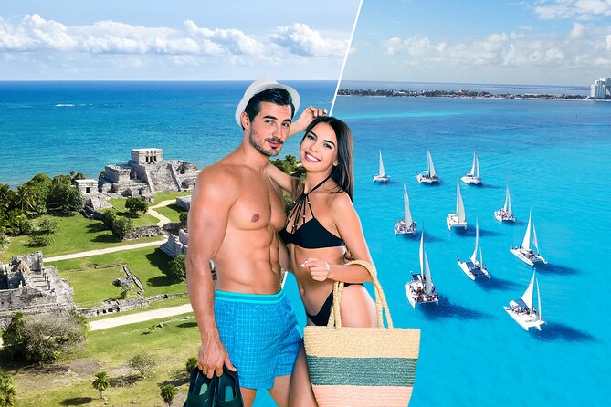 Combo Tulum- Coba & Cenotes + Isla Mujeres Catamaran - Discovering the Tulum Ruins Above the Caribbean Cliffs