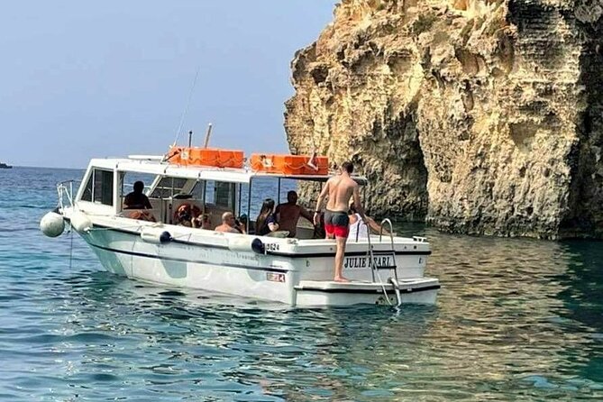 Comino and Gozo Private Boat Tour : Julie Pearl Boat - Relaxing at Santa Maria Bay